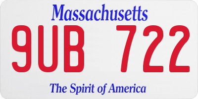 MA license plate 9UB722