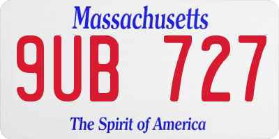 MA license plate 9UB727