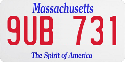 MA license plate 9UB731