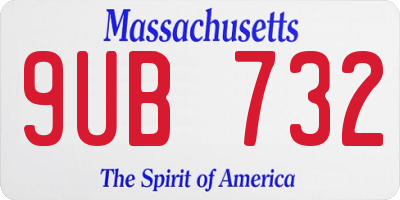 MA license plate 9UB732