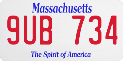 MA license plate 9UB734