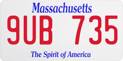 MA license plate 9UB735