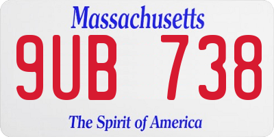 MA license plate 9UB738