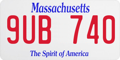 MA license plate 9UB740