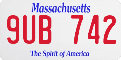 MA license plate 9UB742
