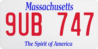 MA license plate 9UB747