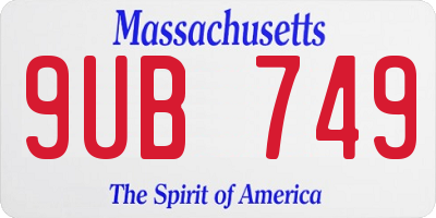 MA license plate 9UB749