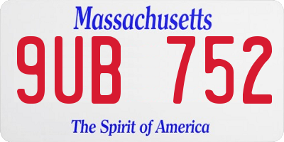 MA license plate 9UB752