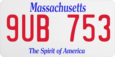 MA license plate 9UB753