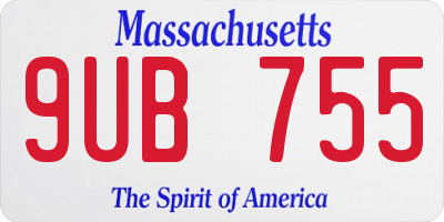 MA license plate 9UB755