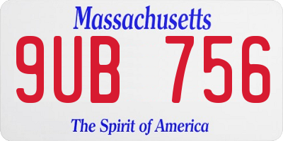 MA license plate 9UB756