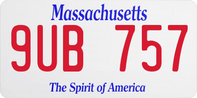 MA license plate 9UB757