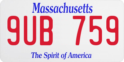 MA license plate 9UB759