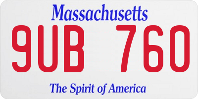 MA license plate 9UB760