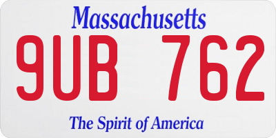 MA license plate 9UB762