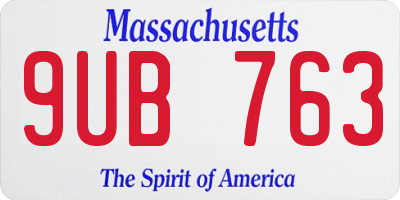 MA license plate 9UB763