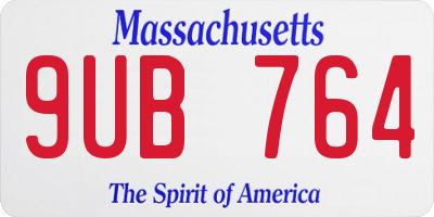 MA license plate 9UB764