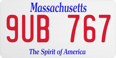 MA license plate 9UB767