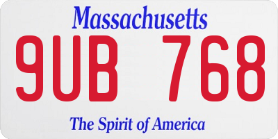 MA license plate 9UB768