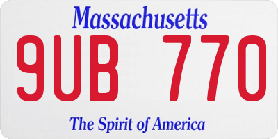 MA license plate 9UB770