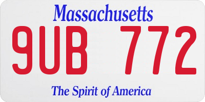 MA license plate 9UB772