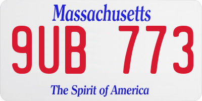 MA license plate 9UB773