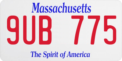 MA license plate 9UB775