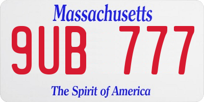 MA license plate 9UB777