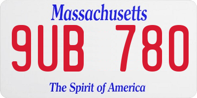 MA license plate 9UB780