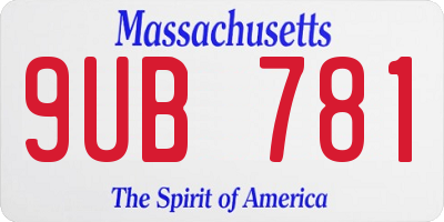 MA license plate 9UB781