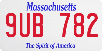 MA license plate 9UB782