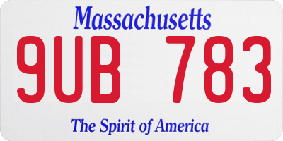 MA license plate 9UB783