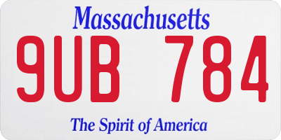 MA license plate 9UB784