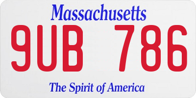 MA license plate 9UB786