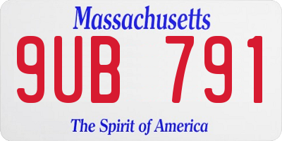 MA license plate 9UB791