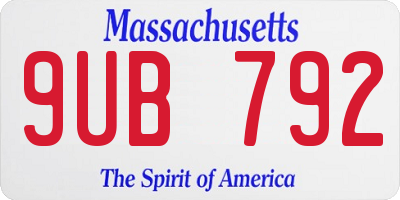 MA license plate 9UB792