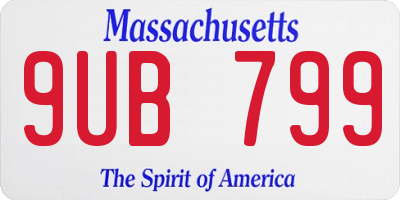MA license plate 9UB799