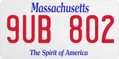 MA license plate 9UB802