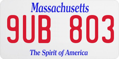 MA license plate 9UB803