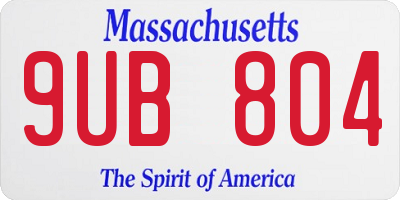MA license plate 9UB804