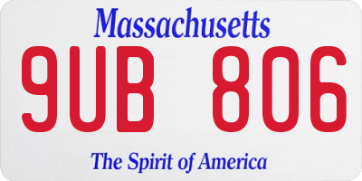 MA license plate 9UB806