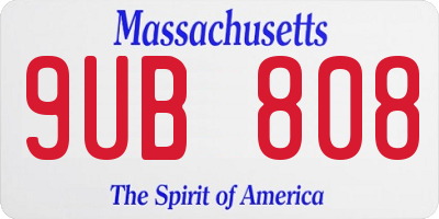 MA license plate 9UB808