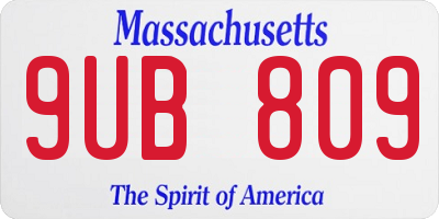 MA license plate 9UB809