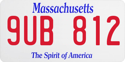 MA license plate 9UB812