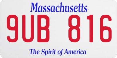 MA license plate 9UB816
