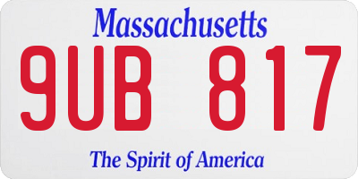 MA license plate 9UB817