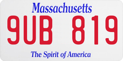 MA license plate 9UB819