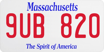 MA license plate 9UB820