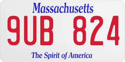 MA license plate 9UB824