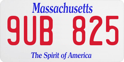 MA license plate 9UB825